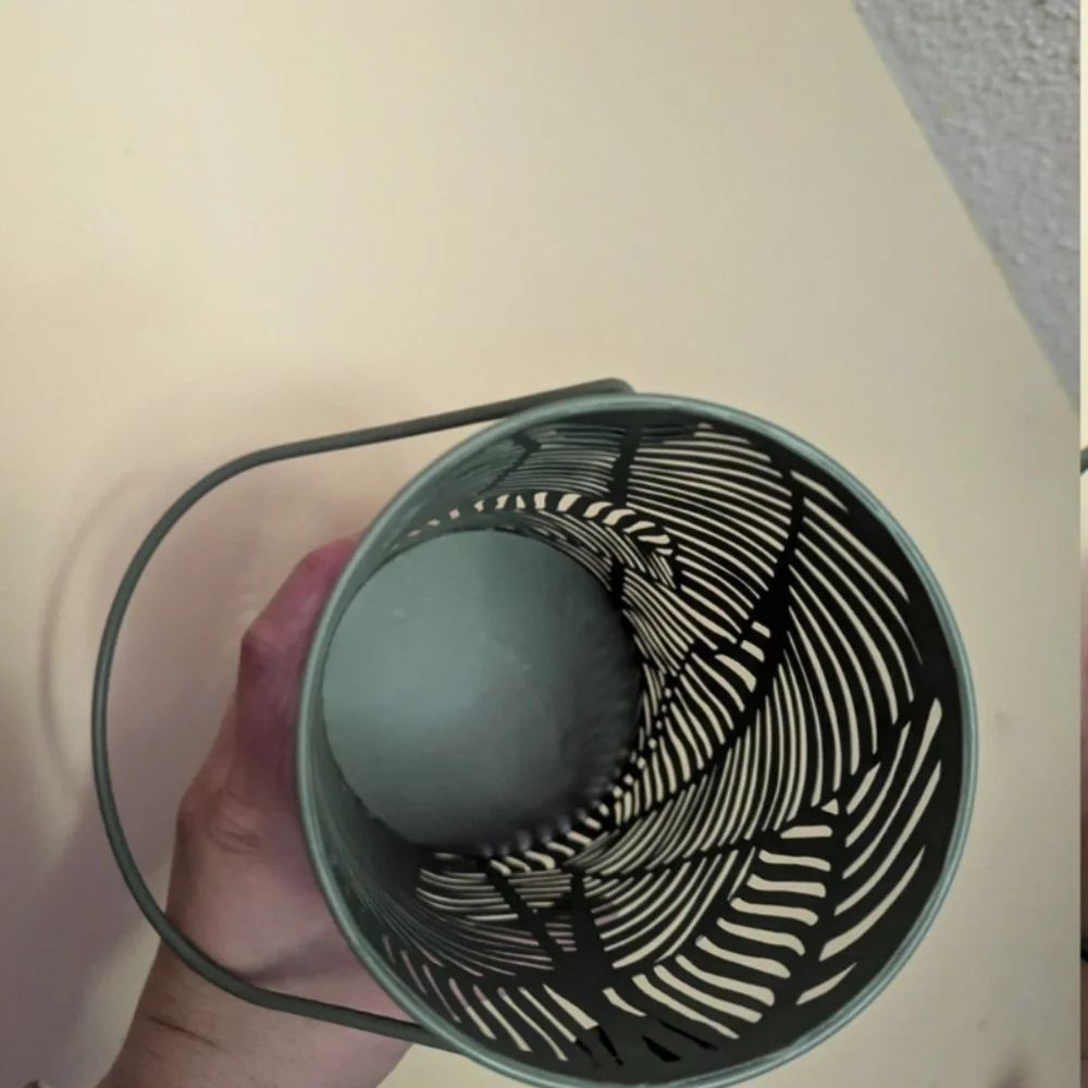 Green Metal Lantern With Leaf Pattern From Target